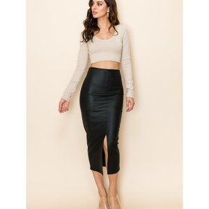 🆕Faux Leather High-Waisted Stretch Pencil Skirt